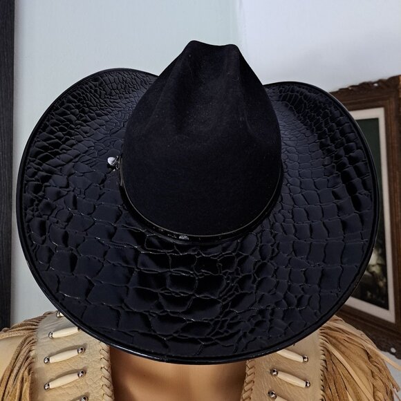 Western Cowgirl Core Hat - Charlie 1 Horse - 'Gator Bait' - sz 7 - Black Cowboy - Picture 4 of 11